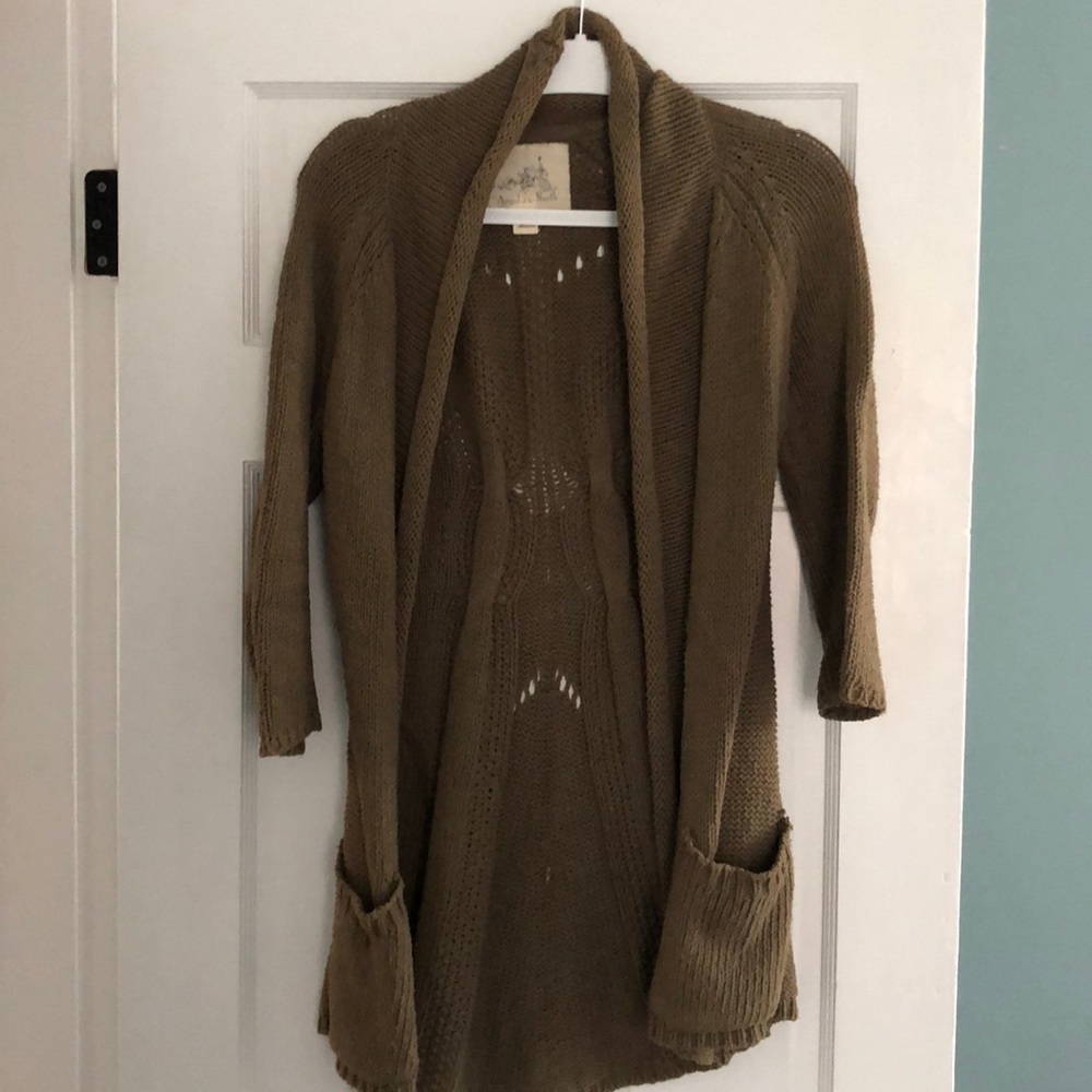 Olive green Angel of the North knit cardigan | size small